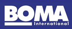 BOMA International logo on blue background.
